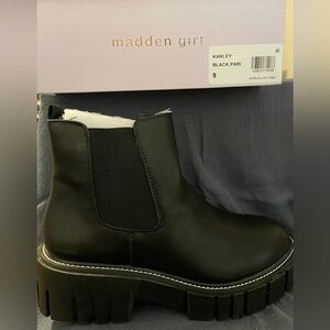 New in box. Madden Girl. Black Karley boots. Women’s size 9.